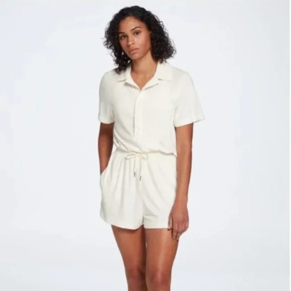 Calia Soft Terry Romper Unbleached Cream Athleisure Size Small S